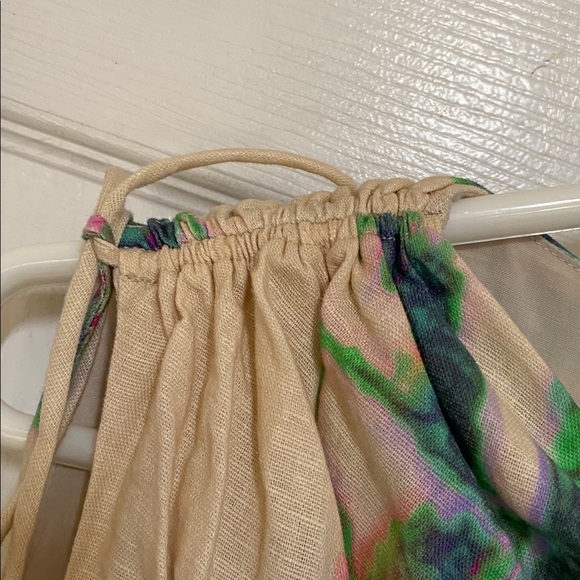 Zara Sleeveless Linen Blend Printed Ruched Mini Dress Size M - Picture 5 of 7